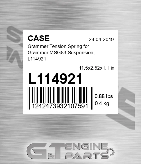 L114921 CASE Grammer Tension Spring For Grammer Msg83 Suspension,
