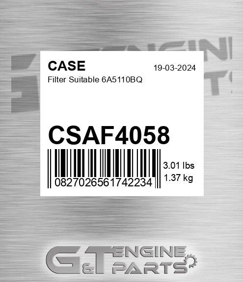 CSAF4058 CASE Filter Suitable 6a5110bq