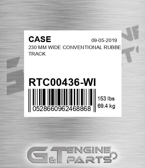 RTC00436-WI 230 Mm Wide Conventional Rubber Track