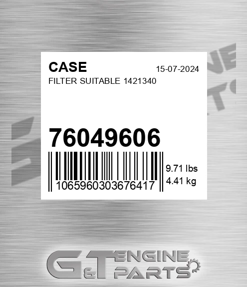 76049606 CASE Filter Suitable 1421340