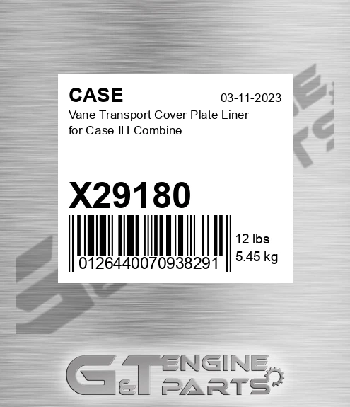 X29180 Vane Transport Cover Plate Liner For Ih Combine