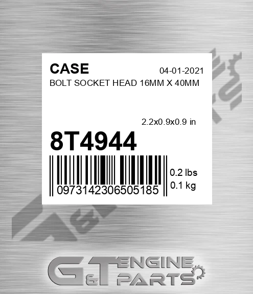 8T4944 CASE Bolt Socket Head 16mm X 40mm