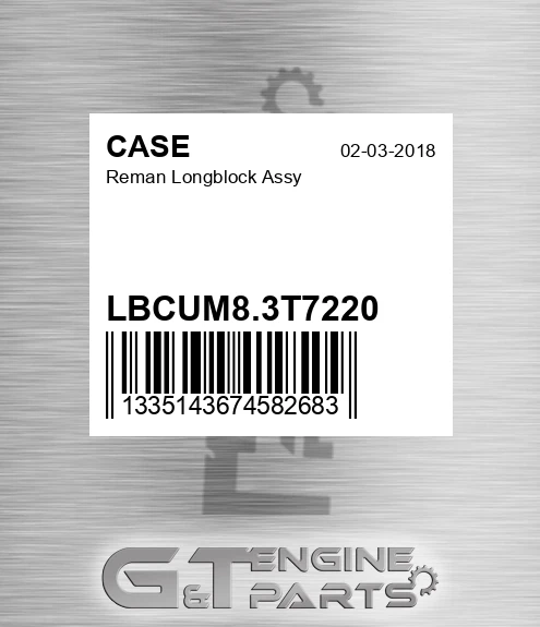 LBCUM8.3T7220 Reman Longblock Assy