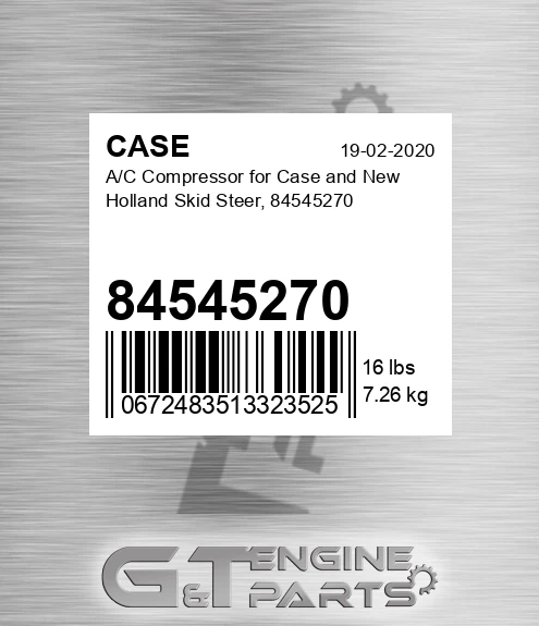 84545270 CASE A/c Compressor For Case And New Holland Skid Steer,