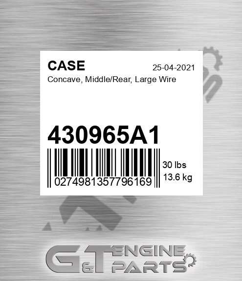 430965A1 CASE Concave, Middle/rear, Large Wire