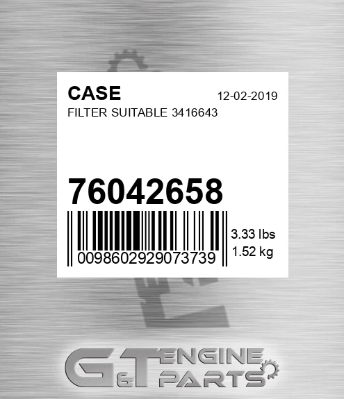 76042658 Filter Suitable 3416643