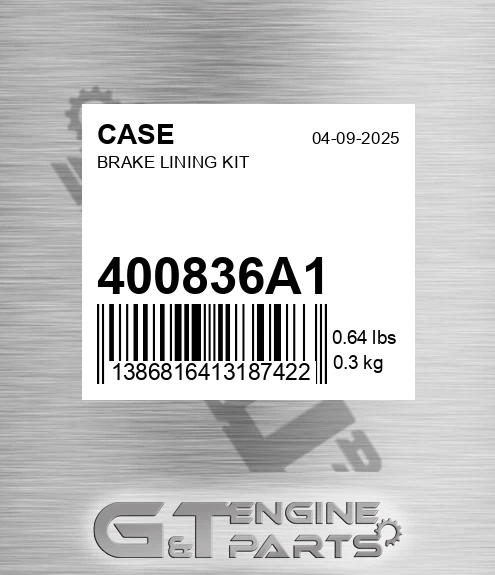 400836A1 CASE Brake Lining Kit