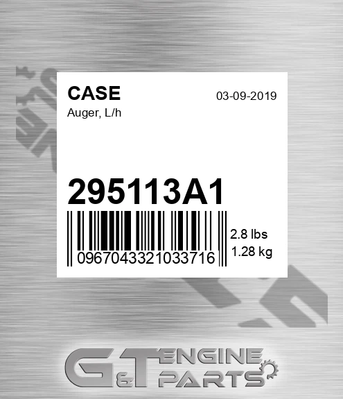 295113A1 CASE Auger, L/h