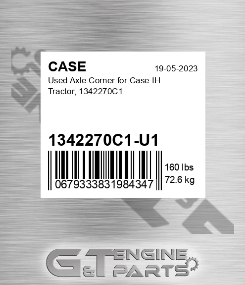 1342270C1-U1 Used Axle Corner For Ih Tractor, 1342270c1 for CASE