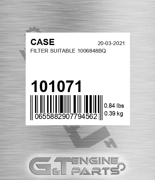 101071 CASE Filter Suitable 1006848bq