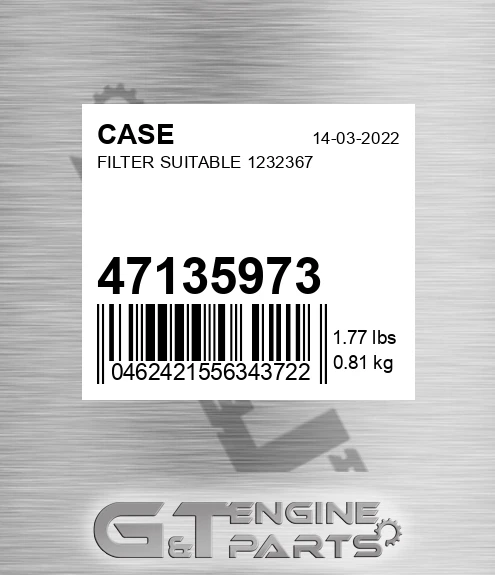 47135973 CASE Filter Suitable 1232367