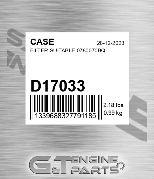 D17033 Filter Suitable 0780070bq