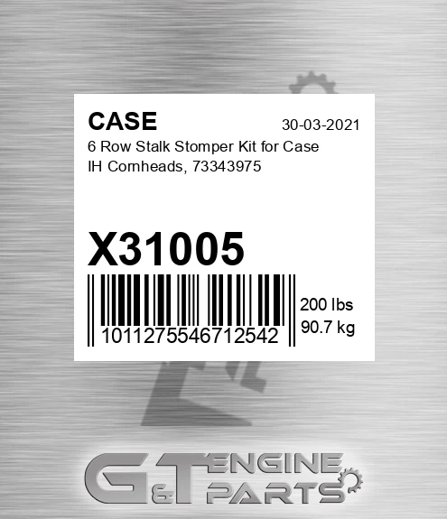 X31005 6 Row Stalk Stomper Kit For Ih Cornheads, 73343975