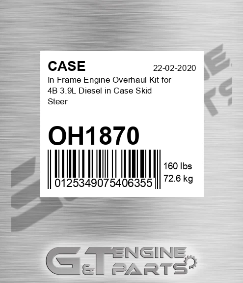 OH1870 In Frame Engine Overhaul Kit For 4b 3.9l Diesel In Skid Steer