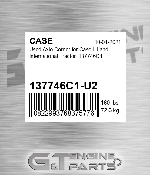 137746C1-U2 Used Axle Corner For Ih And International Tractor, 137746c1 for CASE
