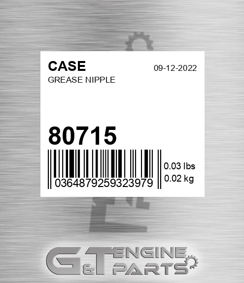 80715 CASE Grease Nipple
