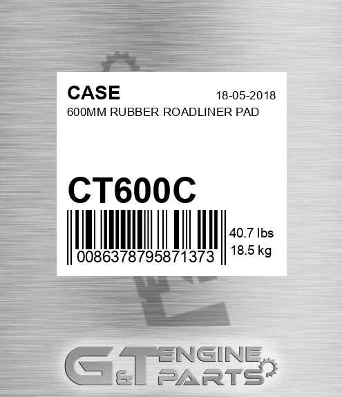 CT600C CASE 600mm Rubber Roadliner Pad
