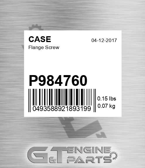 P984760 CASE Flange Screw