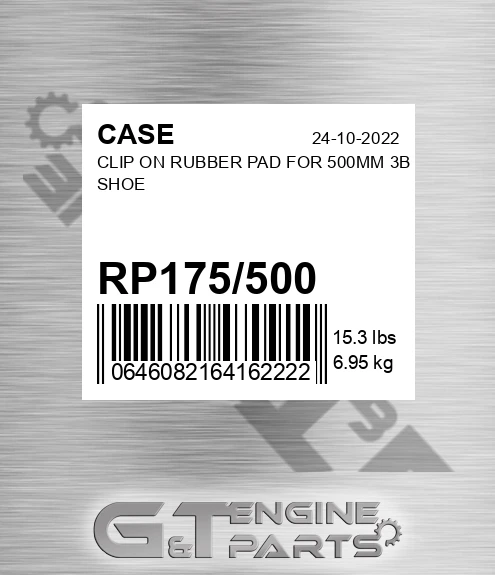 RP175/500 Clip On Rubber Pad For 500mm 3b Shoe