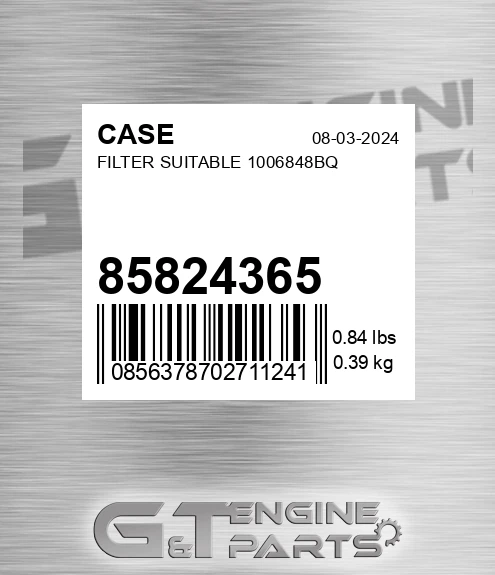 85824365 Filter Suitable 1006848bq