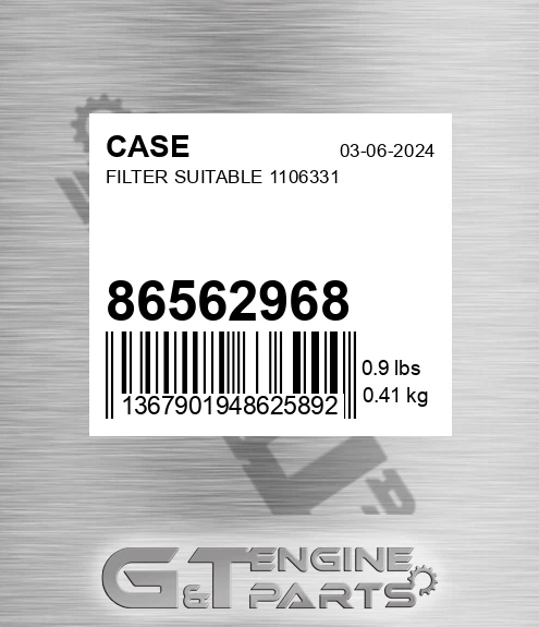 86562968 Filter Suitable 1106331