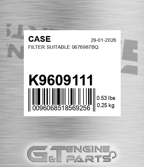 K9609111 Filter Suitable 0676987bq