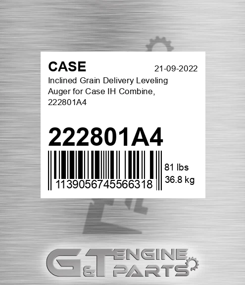 222801A4 Inclined Grain Delivery Leveling Auger For Ih Combine,