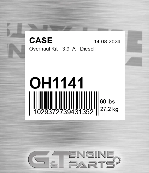 OH1141 CASE Overhaul Kit - 3.9ta - Diesel