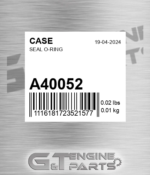 A40052 CASE Seal O-ring