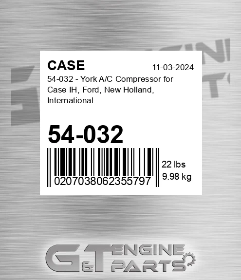 54-032 - York A/c Compressor For Ih, Ford, New Holland, International