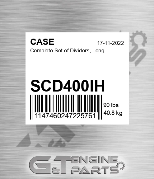 SCD400IH Complete Set Of Dividers, Long