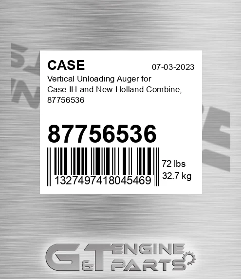 87756536 CASE Vertical Unloading Auger For Case Ih And New Holland Combine,