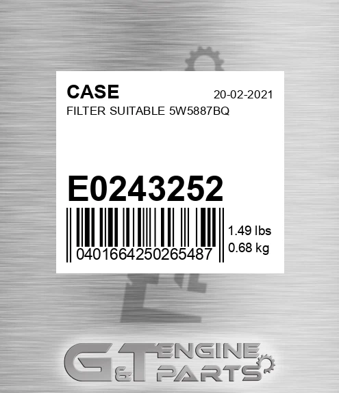 E0243252 CASE Filter Suitable 5w5887bq