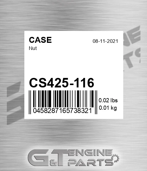 CS425-116 CASE Nut