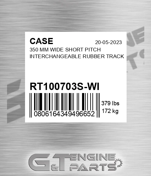 RT100703S-WI 350 Mm Wide Short Pitch Interchangeable Rubber Track