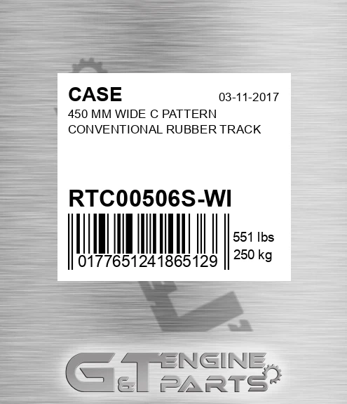 RTC00506S-WI 450 Mm Wide C Pattern Conventional Rubber Track