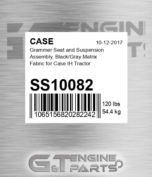 SS10082 Grammer Seat And Suspension Assembly, Black/gray Matrix Fabric For Ih Tractor