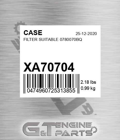XA70704 CASE Filter Suitable 0780070bq