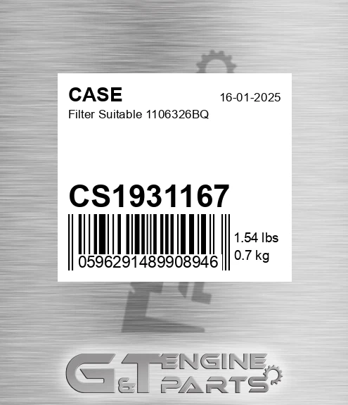 CS1931167 Filter Suitable 1106326bq