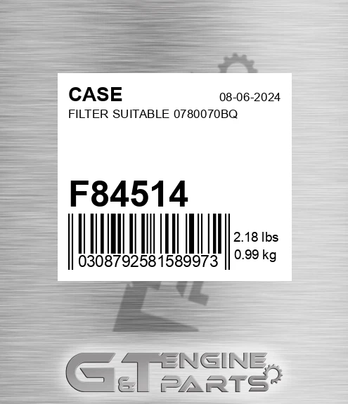 F84514 Filter Suitable 0780070bq