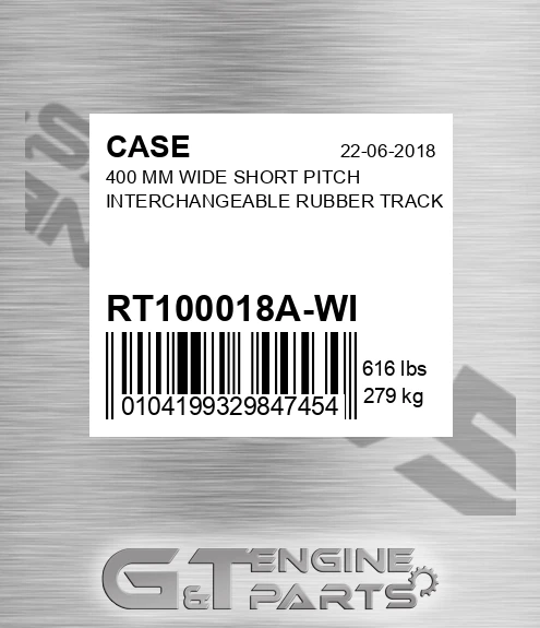 RT100018A-WI CASE 400 Mm Wide Short Pitch Interchangeable Rubber Track