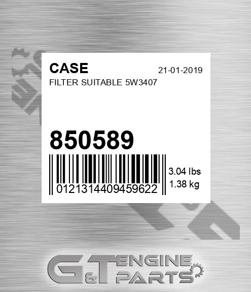 850589 Filter Suitable 5w3407