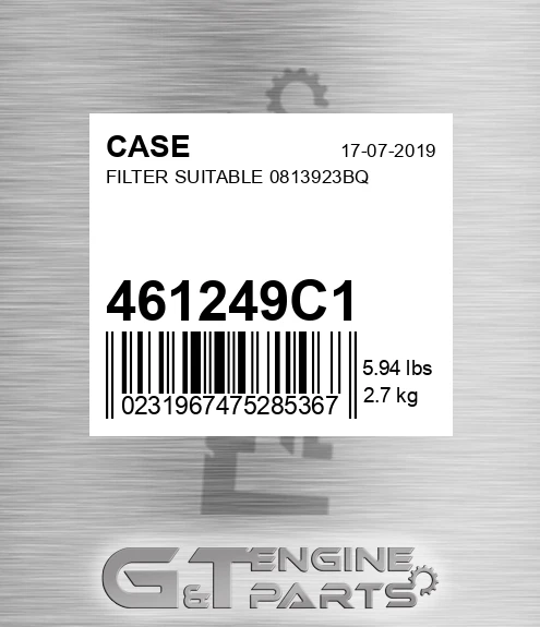 461249C1 CASE Filter Suitable 0813923bq