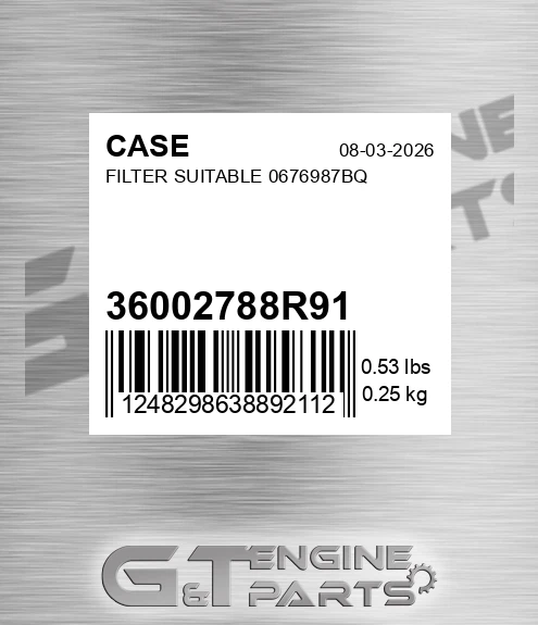 36002788R91 CASE Filter Suitable 0676987bq