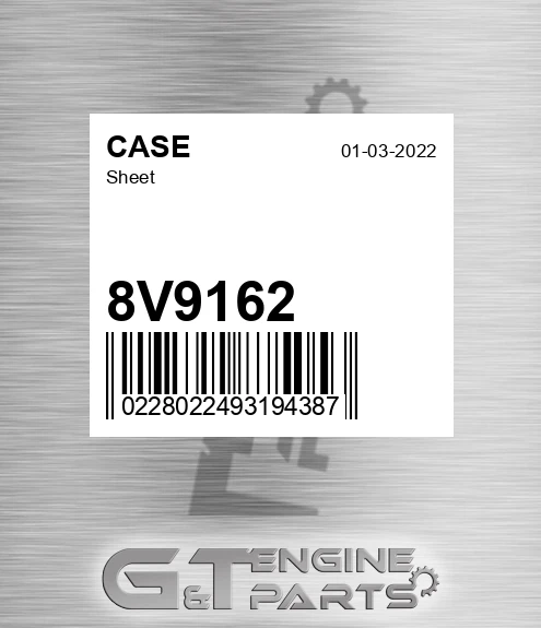 8V9162 CASE Sheet
