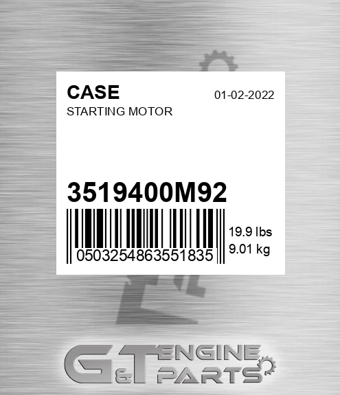 3519400M92 CASE Starting Motor