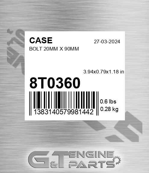 8T0360 Bolt 20mm X 90mm