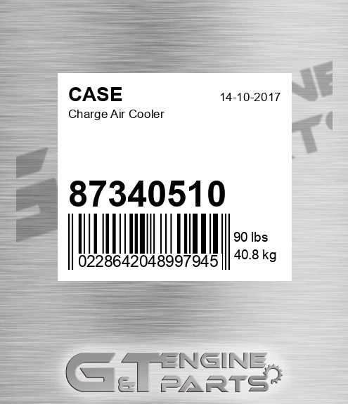 87340510 CASE Charge Air Cooler