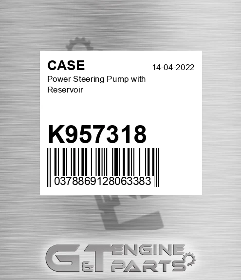 K957318 CASE Power Steering Pump With Reservoir
