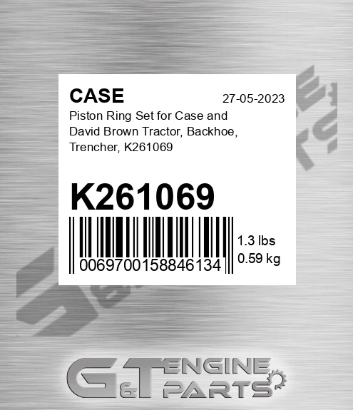 K261069 CASE Piston Ring Set For Case And David Brown Tractor, Backhoe, Trencher,